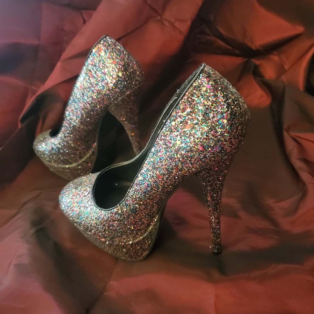 Charlotte Russe gorgeous sparkle rainbow stilettos 5½" heels holidays parties
